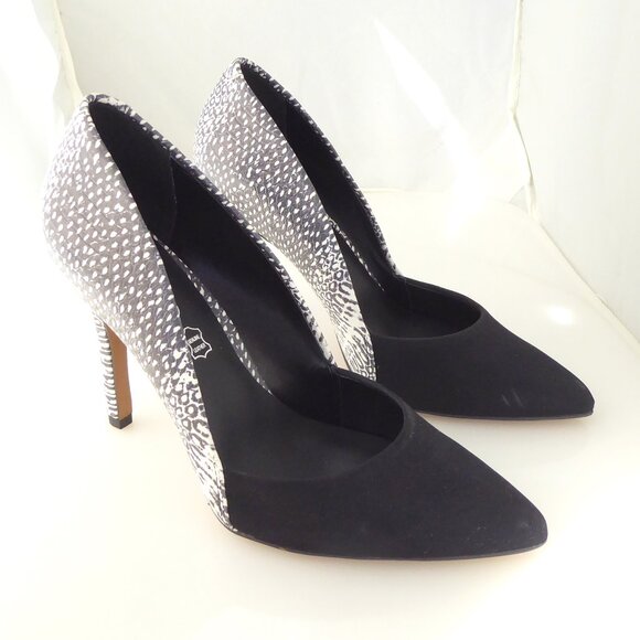 Aldo white snake and black edgy pointed toe heel pumps size 6 - Picture 1 of 8